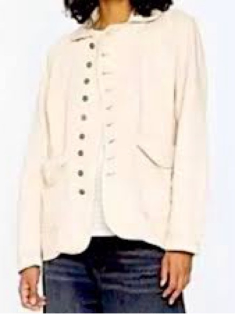 Sandrine Rose/Free People Women's Cream/Tan Button-Front Blazer Jacket